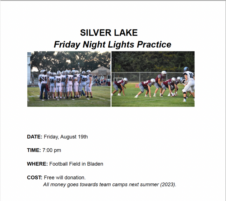 Friday Night Lights Practice Silver Lake Public Schools